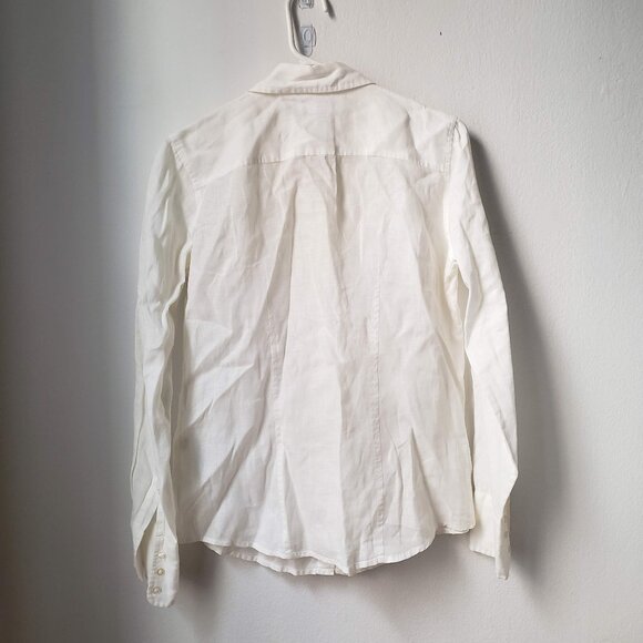 Vineyard Vines Womens Off-White Ivory Linen Button Down Shirt - Picture 4 of 13